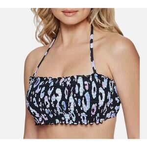 SALT + COVE Juniors Animal Smocked Bandeau Bikini Top sz XL Swimwear